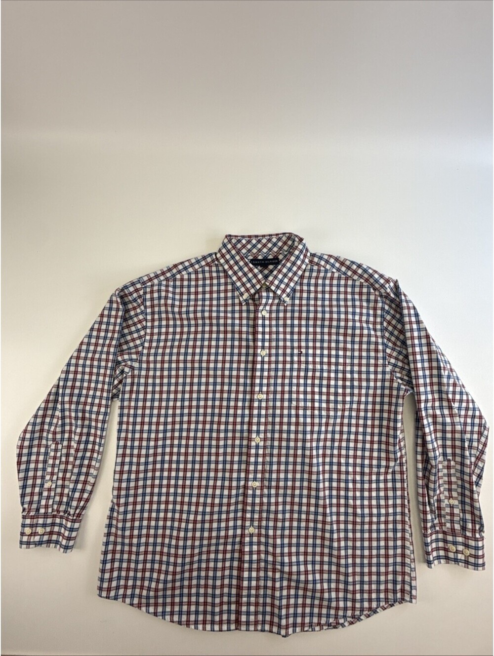 Vintage Tommy Hilfiger Mens XL Red, White, & BlueCheck Button Down Long Sleeve